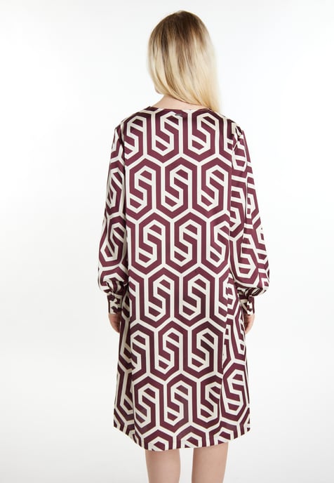 Dreimaster Midikleid Damen Wollweiss Bordeaux - Image 4