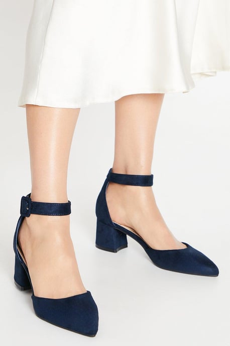 Davis Covered Buckle Two Part Low Heel Court Shoes - Image 1