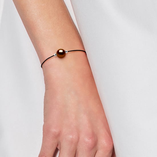DIADEMA - Bracelet - Black Nylon - Freshwater Pearl - Chocolate color