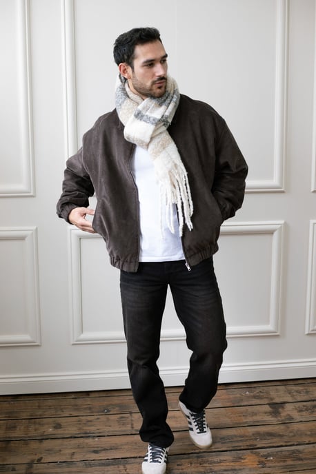 Soft Neutral Striped Scarf