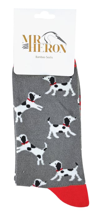 Mr. Heron - Homme Chaussettes Chien Motifs | Chaussettes Bambou Fantaisie - Dalmatiens (Charbon De Bois) - Image 2