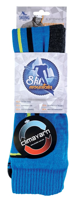 COMODO - Unisex Chaussettes Ski avec Laine Merinos Hautes Longues Genou - Bleu - Image 2