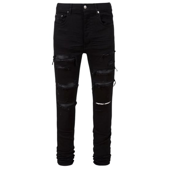 Amiri Leather Thrasher Black OD Jeans