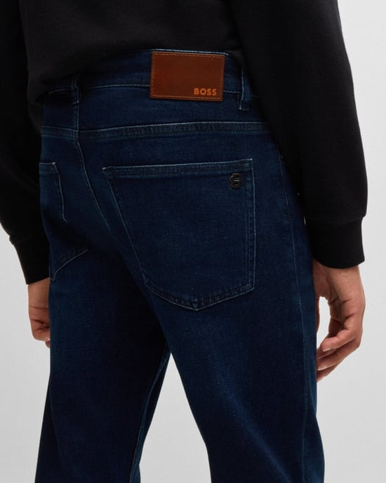 BOSS Orange DELAWARE BO Mens Slim Fit Comfort-Stretch Dark Blue Jeans NOS - Image 3
