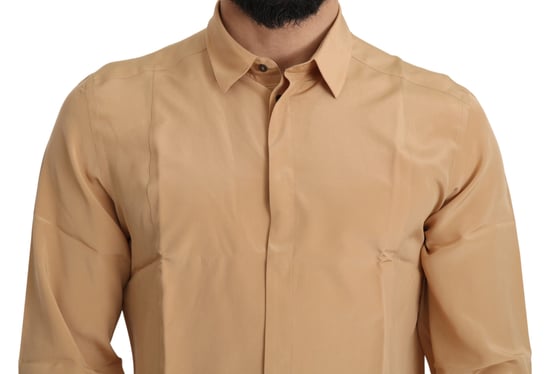 Dolce & Gabbana Men's Yellow 100% Silk GOLD Top Slim Shirt