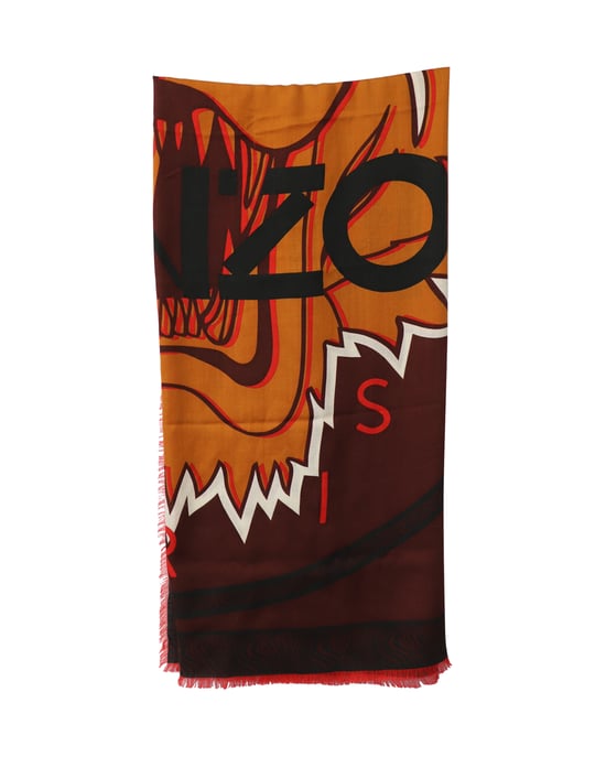 Kenzo Paris Tigerkopf-Druckschal aus mehrfarbigem Baumwollmaterial - Image 2