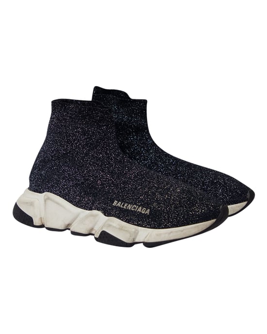 Balenciaga Glitzer Speed Sneakers aus schwarzer Viskose - Image 3