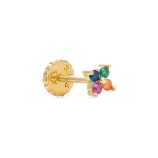 Piercing Luxenter Phanvi Sterling Silver 925 and Multicoloured Zirconia finished in 18 Carat yellow gold