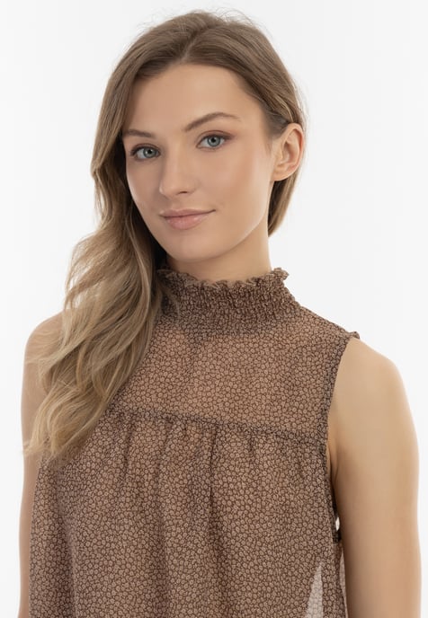 Dreimaster Bluse Damen Braun Wollweiss - Image 5