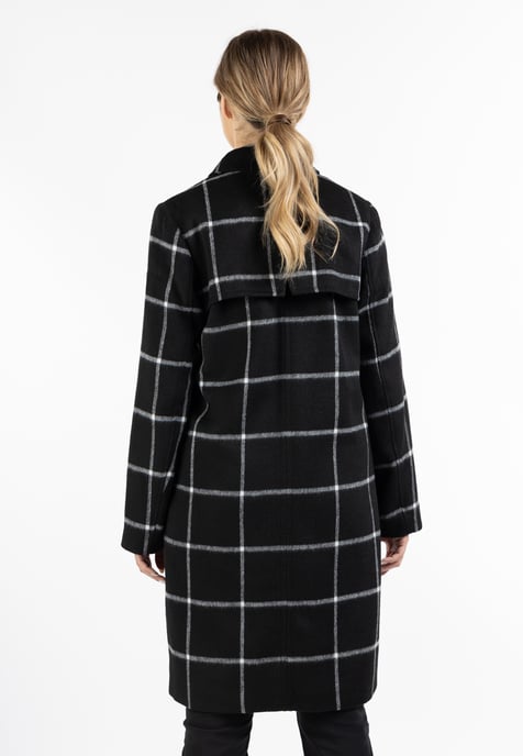 Dreimaster Übergangsmantel aus Wollgemisch Damen Kariert Schwarz Weiss - Image 4