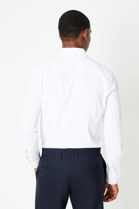 White Slim Fit Long Sleeve Easy Iron Shirt - Image 3