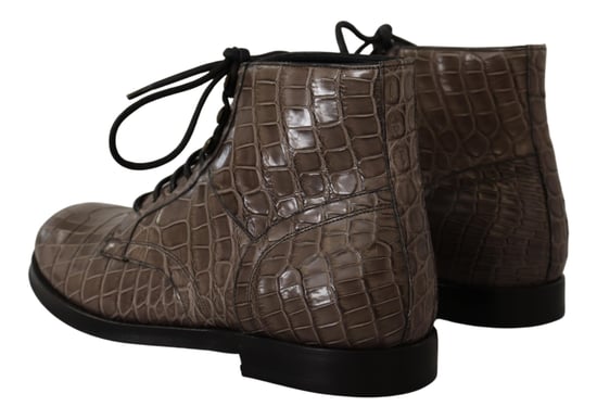 Dolce & Gabbana Herren Graue Krokodilleder Derby-Stiefel - Image 3