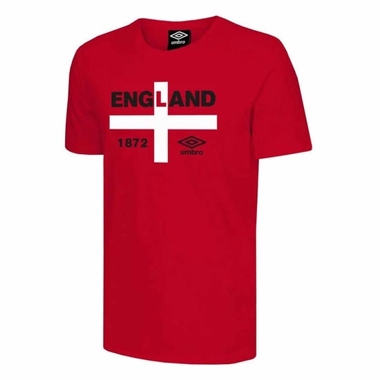 Umbro Short Sleeve Crew Neck Red Mens 1872  T-Shirt UMTM0616 ENGLAND 1872 TEE