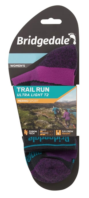Bridgedale - Womens Ultralight Merino Socken - Holzkohle / Lila - Image 2
