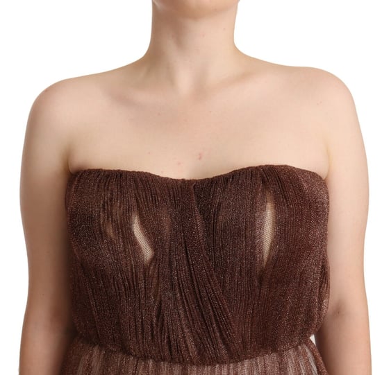Dolce & Gabbana Metallic Bronze Polyester Maxikleid für Damen - Image 3