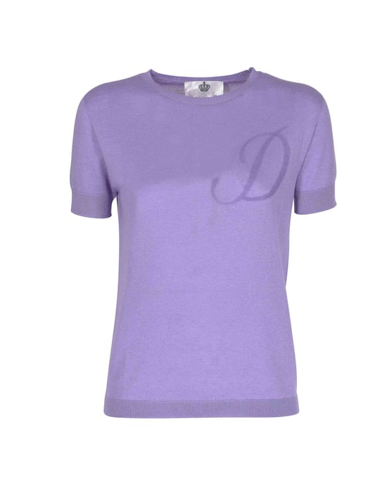 Crown Of Edinburgh Cashmere Short Sleeve Art 003 Lilac Letter D