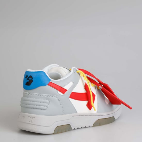 Men's Off White Out of Office Calf Leather Trainers in Grey red