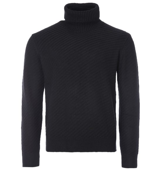 Armani Exchange Diagonal Knit Roll Neck Sweater - Black