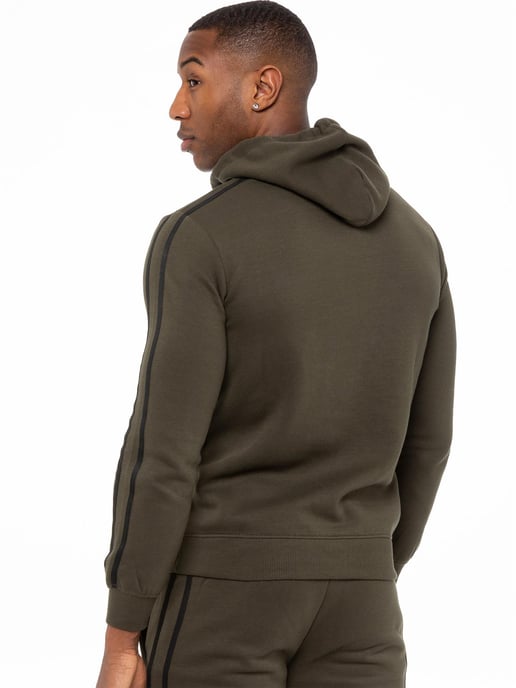 Enzo | Herren Pullover Tape Hoodie Trainingsanzug Set - Khaki - Image 4