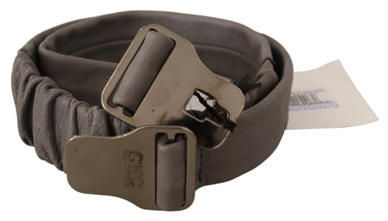 Costume National Women's Gray Leather Silver Buckle Waist Belt