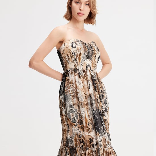 Bustier-Maxikleid aus Chiffon mit abstraktem Blumendruck - Image 5