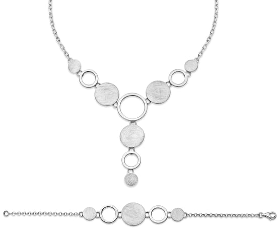 Orphelia Damen 925 Sterling Silber Set: Kette + Armband - Silber SET-021 - Image 1