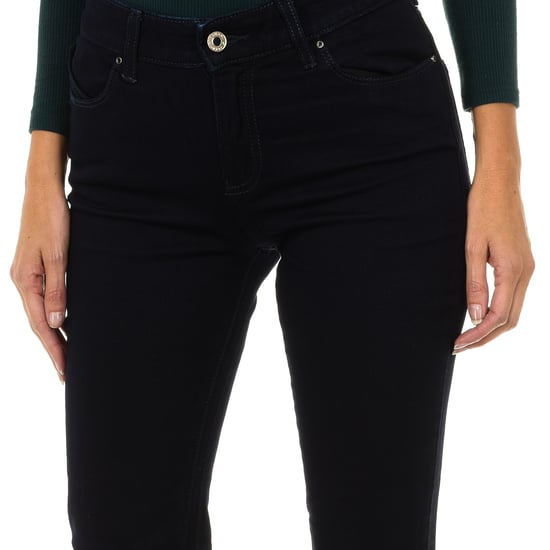 Long slim fit stretch fabric pants 6X5J18-5DZCZ woman