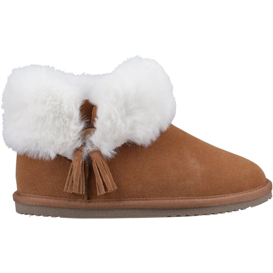 Hush Puppies Ayana Wildleder und Kunstfell Damen Tan Hausschuhe - Image 4