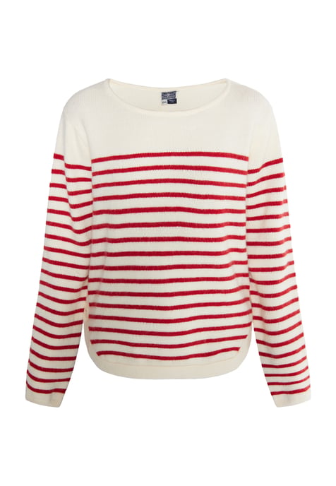 Dreimaster Strickpullover Damen Wollweiss Rot - Image 1