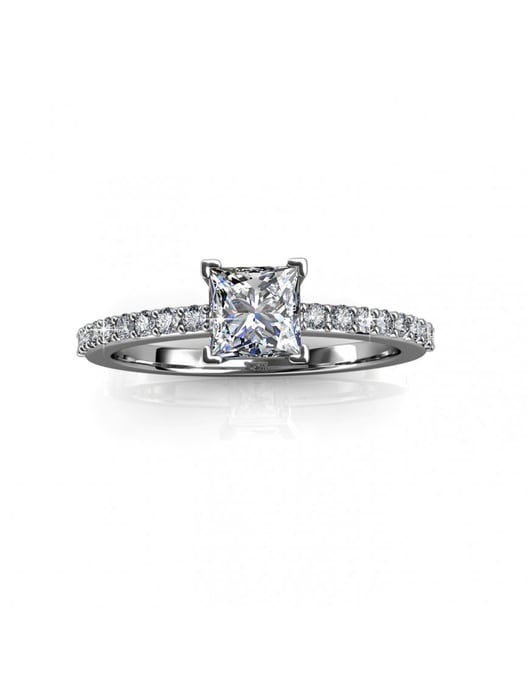 Einfacher quadratischer Ring - Silber und Kristall - Image 6