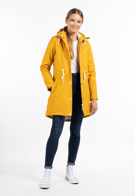 Dreimaster Wattierter Regenmantel Damen Senf - Image 1