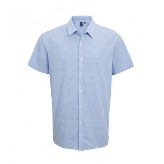Premier Mens Gingham Short Sleeve Shirt (Hellblau/Weiß) - Image 1