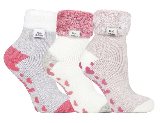 Womens Fluffy Slipper Bed Socks with Grips | Heat Holders | 3 Pair Multipack | Ladies Warm Fleece Lined Non Slip Socks | Winter Gifts for Her - Pack 6 - Image 1