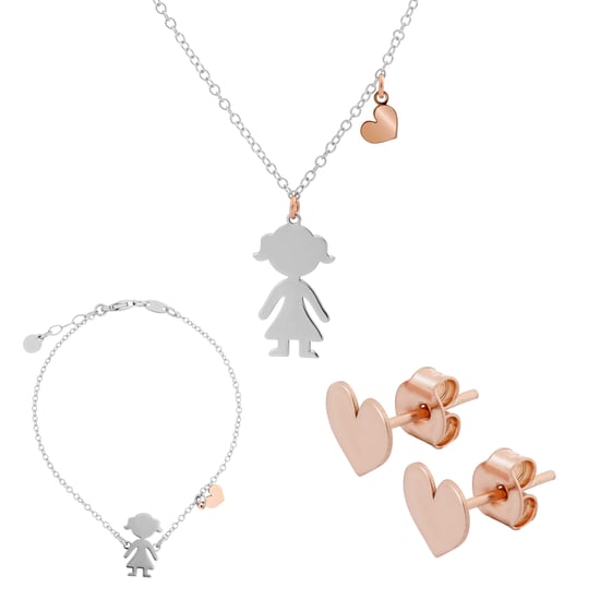 Orphelia 'Lyra' Damen 925 Sterling Silber Set: Kette + Armband + Ohrringe - Silber/Rosé SET-7390 - Image 1