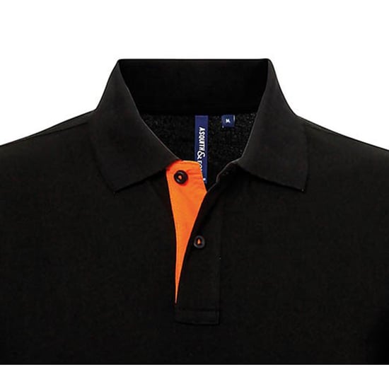 Asquith & Fox Herren Classic Fit Kontrast-Poloshirt (Schwarz/Orange) - Image 4