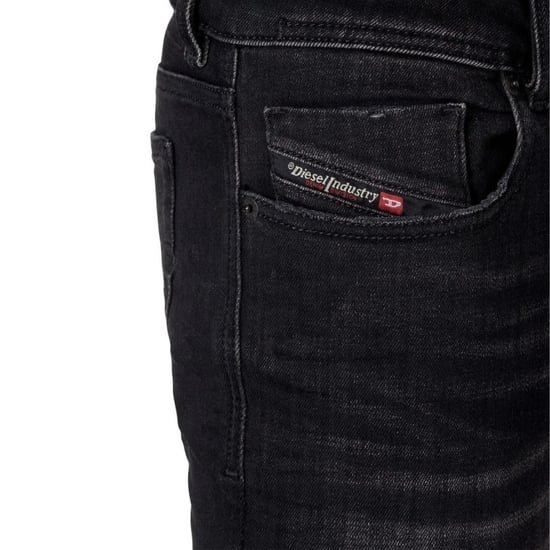 Diesel Sleenker Destroyed Reinforced Denim Schwarze Rohrenjeans - Image 3