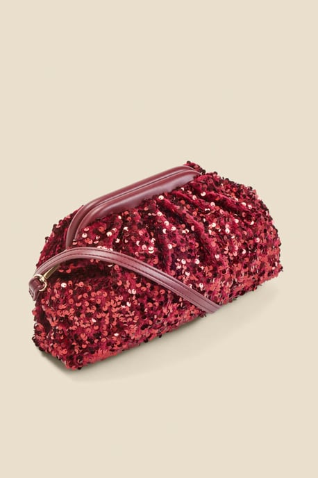 Ruby Red Sequin Clutch Bag