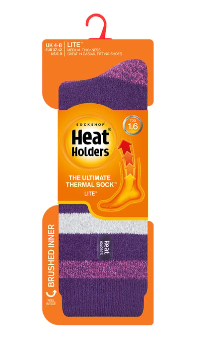 Heat Holders Lite - Womens isoliert thermische Socken | Mehrere Designs einschließlich Argyle Streifen Herzen Sterne | Warme Socken für den Winter - lila Streifen (Jasmine) - Image 2
