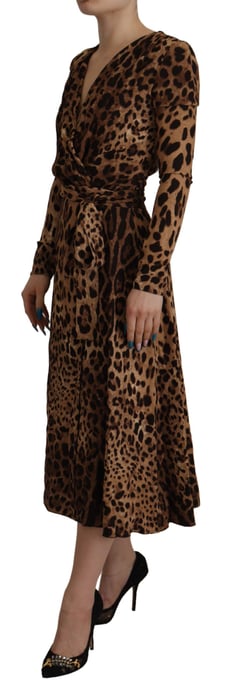 Dolce & Gabbana Braunes Leoparden-Wickel-A-Linien-Maxikleid aus Viskose für Damen - Image 4