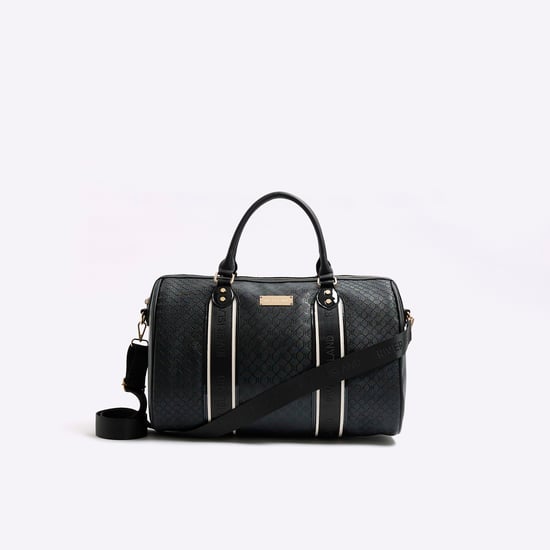 River Island Womens Travel Bag Black Embossed Ri Monogram