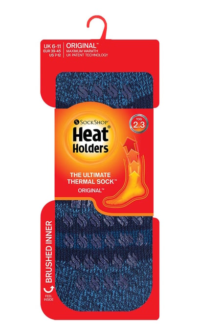 Heat Holders Mens Twist Stripe Patterned Fleece gefüttert Slipper Socken - Image 2