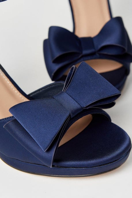 Tala Satin Structured Bow High Heel Platform Sandals