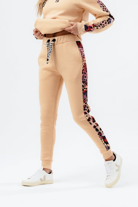 Hype Womens Hazelnut Animal Print Label Joggers - Image 1
