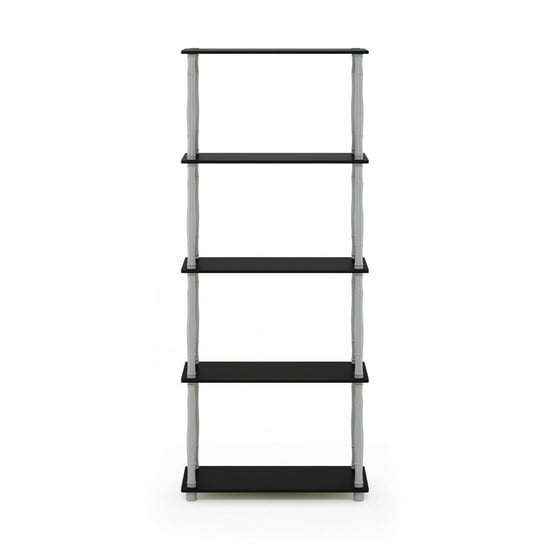 Furinno Turn-N-Tube 5-Tier Multipurpose Shelf Display Rack with Classic Tubes, Black/Grey
