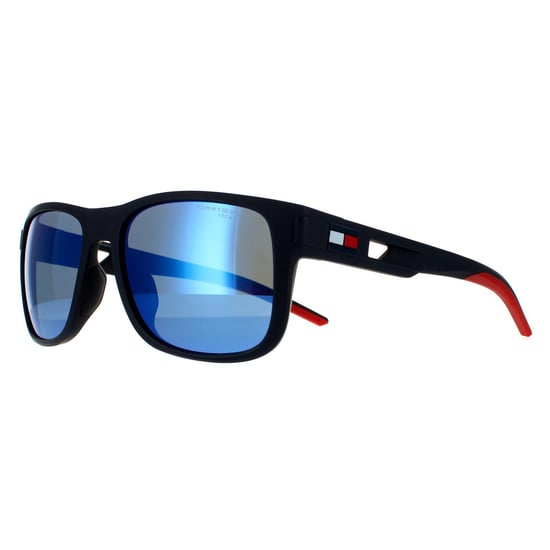 Tommy Hilfiger Wrap Mens Matte Blue Blue Mirror Sonnenbrillen - Image 2