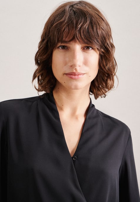Wickelbluse Damen Schwarz - Image 3