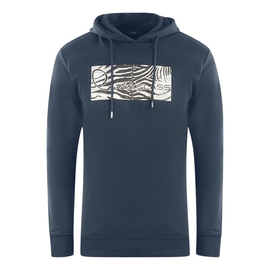Cavalli Class Kapuzenpullover in Marineblau mit Zebramuster und Logo - Image 1