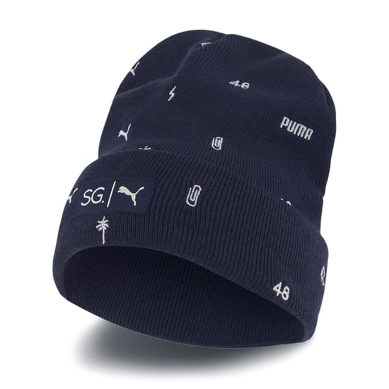 Puma x Selena Gomez Beanie All Over Print Logo Hat Navy 022359 01