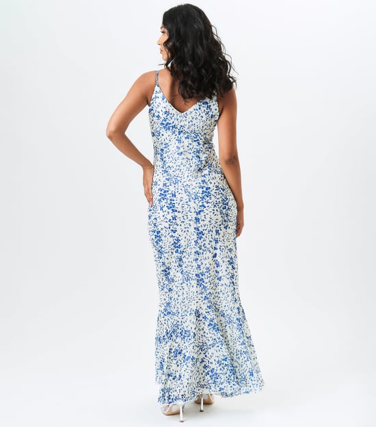 Dobby Floral Chiffon Träger-Maxikleid - Image 4