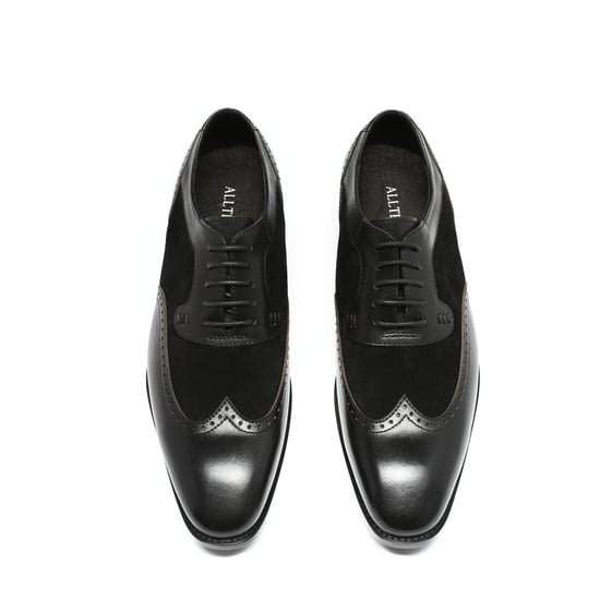Herrenschuh mit klassischer Ziernaht Businessschuh Glattleder Halbschuh Schwarz - Image 2